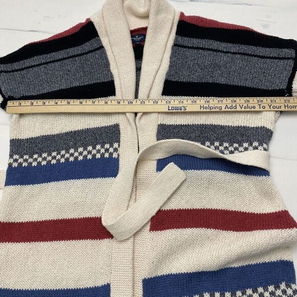American Eagle Shawl Collar Stripe Southwest Tribal Knit Belt Cardigan Sz Small - Picture 5 of 15